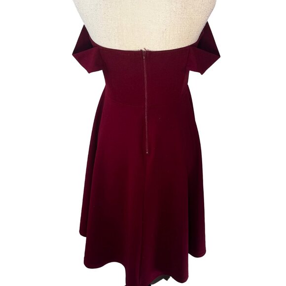 Size M Windsor Burgundy Off-Shoulder High-Low Party Cocktail Dress - Picture 5 of 9
